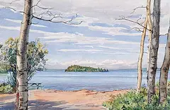 Ernest Friedrich Lindner, King Island, Waskesiu, 1970, watercolour on paper
