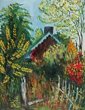Janet Mitchell, Stained Glass Forest, 1955, oil on canvas board