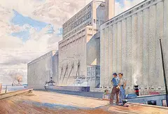 Walter J. Phillips, Untitled - Churchill Grain Terminal, 1937, watercolour on paper