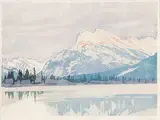 Walter J. Phillips, Rundle Winter, 1949, colour wood block on paper