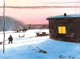 My Friend's Place on Red Pheasant Reserve by Allen Sapp, acrylic on canvas, sold Nov 2009