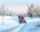 Going Home by Allen Sapp, acrylic on canvas, sold Nov 2009