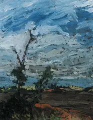 Lowrie Lyle Warrener, Untitled - Stormy June Day, 1923, oil on board
