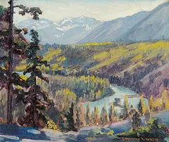 Catharine Robb Whyte, Bow River, Alberta, 1968, oil on canvas board