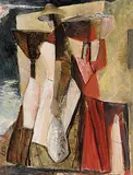York Wilson, Women of Puerto de la Cruz, Canary Islands, 1950, oil on wood board