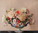 Archibald George Barnes, Untitled - Flowers in an Ornate Vase, oil on canvas