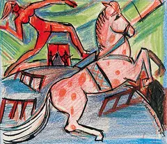 Fritz Brandtner, Circus, 1930, 1930, mixed media on paper