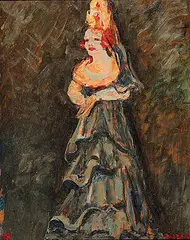 Paul Bret, Untitled - Woman in Gown with Headpiece, oil on board