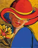 Laila Campbell, Red Hat in Summer, acrylic on canvas