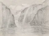 Paul Archibald Octave Caron, Arc Enciel Sur le Saguenay, pencil on paper
