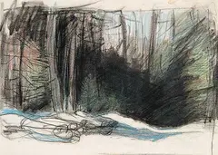 Frederick Simpson Coburn, Untitled - Log Pile Near Melbourne, coloured pencil on paper