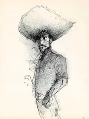 John Howard Gould, Mariachi Leader, chalk on paper