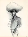 John Howard Gould, Mariachi Leader, chalk on paper