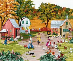 La Basse Cour by Nicole Laporte, oil on canvas, sold Nov 2009