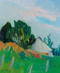 Claude Le Sauteur, Grange et Verdure, 1989, oil on canvas