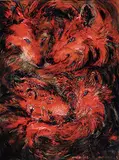 Gloria Masse, Wolves Love, 1991, mixed media on paper