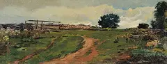 Charles Eugene Moss, Untitled - Farm Scene, oil on canvas board