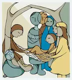 Daphne Odjig, Little Mothers #75/125, 1981, colour silkscreen on paper