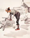 George Douglas Pepper, The Sharpening Stone, 1939, watercolour on paper