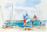 Rebecca Perehudoff, Sailing, Redberry Lake, 1980, watercolour on paper