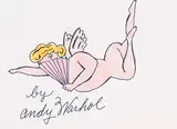 Andy Warhol, Untitled - Flying Cherub with Fan, mixed media on paper