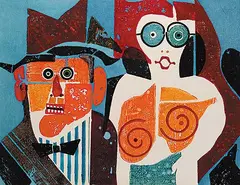 Robert Donald Bruce, Tourists, 1974, monoprint on paper