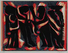 Simon Shegelman, Untitled - Four Figures #2/70, colour silkscreen on paper