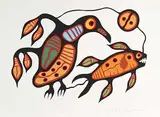 Richard Bedwash, Loon Catching Fish #46/110, colour silkscreen on paper