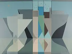 B. C. Binning, Ships in Classical Calm [1948], colour silkscreen on board
