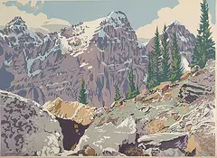 Walter J. Phillips, Valley of the Ten Peaks, colour silkscreen on board