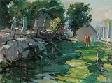 Franklin Arbuckle, The Farm Lane, 1960, oil on canvas board