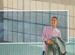 The School Teacher, Babe Christianson Near Gem, AB. by Patrick Douglass Cox, 1997, egg tempera on board, sold Apr 2009