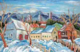 Raymond Girard, Il a Neige sur Baie St. Paul, oil on canvas