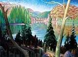 James Edward Hergel, Near Gamitagama Lake, Algoma, 1992, acrylic on wood board