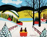 Maud Lewis, Untitled - Spring Comes to the Maritimes, enamel on paper board