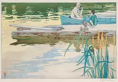Rest by Walter J. Phillips, 1923, colour wood block on paper, sold Apr 2009