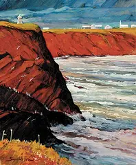 Falaises [Iles] by Jacques Poirier, oil on canvas, sold Apr 2009