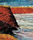 Jacques Poirier, Falaises [Iles], oil on canvas