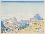 Walter J. Phillips, Mount Cathedral and Mount Stephen #38, 1928, colour wood block on paper