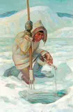 Adam Sherriff Scott, Eskimo Baffin Island Fishing Through the Ice, 1964, oil on canvas