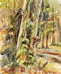 Jack Shadbolt, Emma Lake, Trees, August 1955, 1955, watercolour on paper