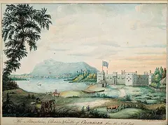 Edward Walsh, The Mountain, Basin and Castle of Chamblee [Chambly] from the North-East Lat. 45.25 N. Long 73.10 W, watercolour on paper