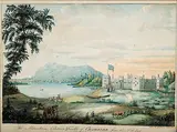 Edward Walsh, The Mountain, Basin and Castle of Chamblee [Chambly] from the North-East Lat. 45.25 N. Long 73.10 W, watercolour on paper