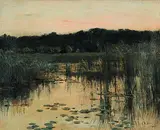 Charles Herold Davis, Untitled - Edge of the Lake at Dusk, 1880, oil on canvas