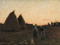 Charles Herold Davis, Untitled - Women Beside Haystacks, 1883, oil on canvas