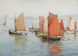 Ward Lockwood, Untitled - The Sailing Fleet, watercolour on paper board