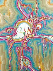 Alex Janvier, Papal Visit to Fort Simpson, acrylic on canvas