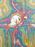 Alex Janvier, Papal Visit to Fort Simpson, acrylic on canvas