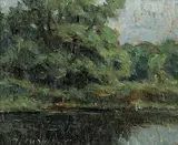 Martin Blanchet, Le Vert Dans le ..., oil on wood board
