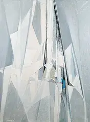 Georges Csato, Untitled - Abstract in White, Grey and Blue, oil on canvas